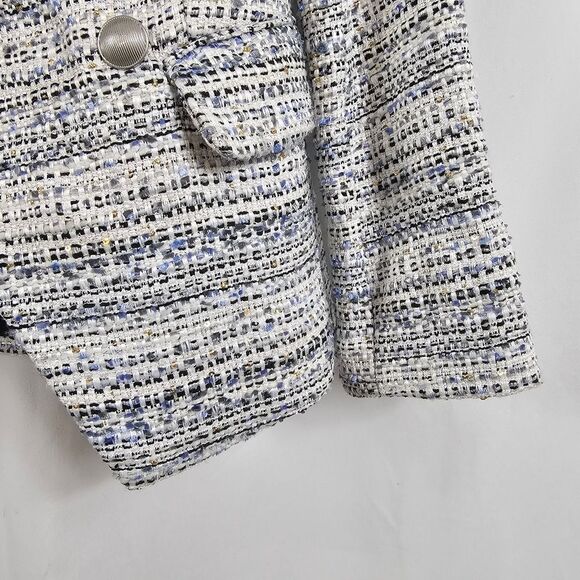 NWOT L'AGENCE Kenzie Tweed Double Breasted Blazer in Blue and White - Size 2 - Picture 5 of 16
